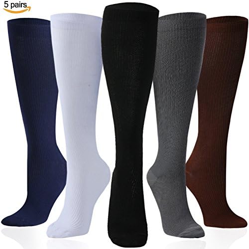 Compression Socks (5 Pairs/Pack) for Women/Men-Breathable Compression Stockings