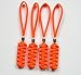 4 Reflective Orange Paracord Zipper Pulls or Knife Lanyards With Skull Alloy Bead