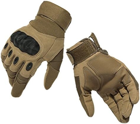 Men's Outdoor Tactical Gloves Full Finger Military Combat Batting Cycling Motorcycle Gloves Hiking Racing Fitness Gloves- Brown, XL