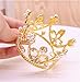 Round Mini Rhinestone Crown Pearl Crystal Princess Crown Bridal Wedding Newborn Baby Crown Gold
