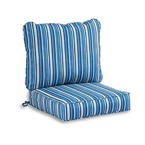 South Pine Porch Sapphire Stripe 2-Piece Outdoor Deep Seat Cushion Set