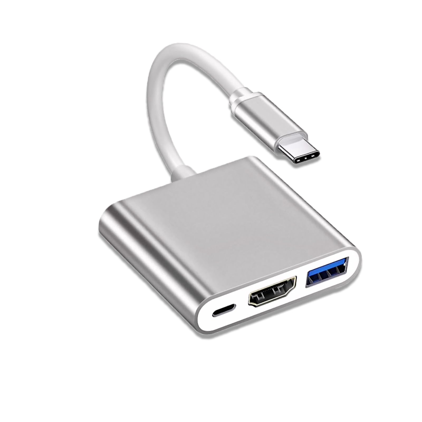 Photo 1 of VGE 3-in-1 USB-C to HDMI Hubs 4K Ultra HD,5.0Gbps High-Speed Data Transfer, 100W PD Charging | Compatible with USB Keyboards, mice, TV, Projector, Monitor, Hard Drives, Laptop, Phone | Silver