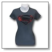Superman Man of Steel Women's Jr Grey T-Shirt