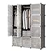 KOUSI Portable Closet Clothes Wardrobe Bedroom Armoire Storage Organizer with Doors, Capacious Sturdy, Black (6 Cubes 2 Hanging Sections)