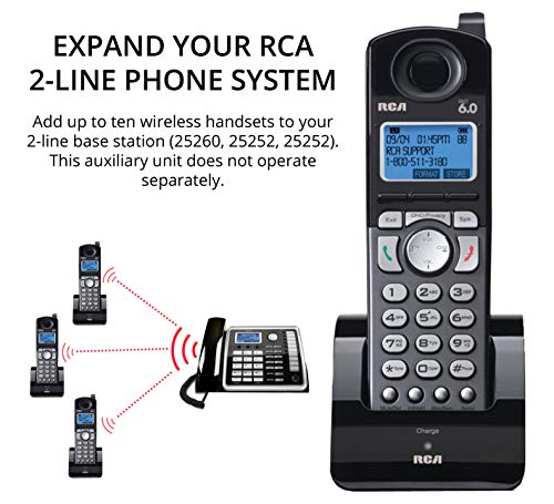 RCA 25260 2-Line Expandable Phone System - Full Duplex Telephone with Built-in Intercom (2-Pack) Bundle with RCA 25055RE1 DECT 6.0 Cordless Accessory Handsets (2-Pack) and 4 Blucoil AA Batteries - Thumbnail 3