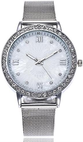 Jaylove Clearance Sale Women Jewelry Crystal Diamond Quartz Stainless Steel Band Marble Strap Watch Analog Wrist Watches (Sliver)