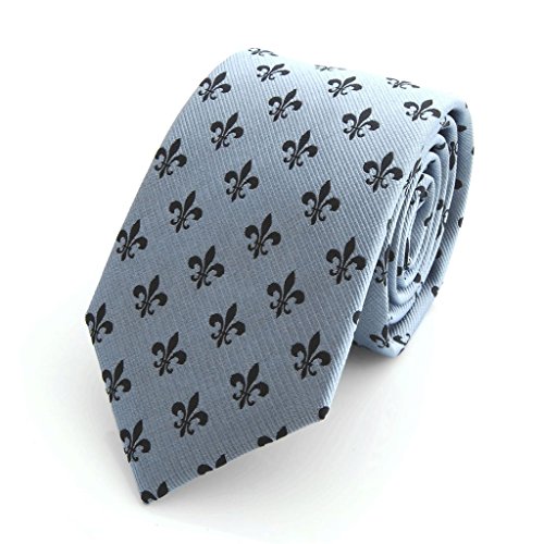The Smart Man Men's Fleur De Lis Silk Necktie - Blue grey