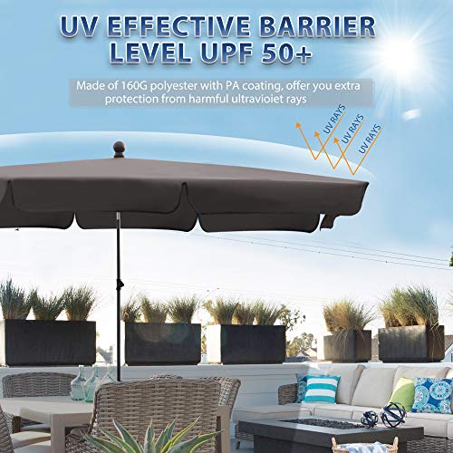 BelleMax Sonnenschirm Balkon Rechteckig 200 x 125 cm Anthrazit Rechteckiger Sonnenschirm mit Schutzhülle Neigungswinkel & Höhe verstellbar Balkonschirm Gartenschirm Terrassenschirm Sonnenschutz UV50+ – Bild 5
