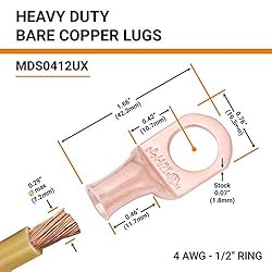 SELTERM 2pcs 4 AWG 1/2" Stud Copper Wire