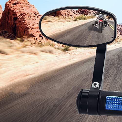 Kemimoto Motorcycle Handlebar Bar End Mirror, Rearview Mirror Universal