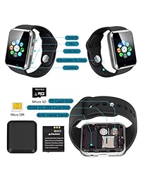 Aeifond   Reloj inteligente con Bluetooth, pantalla táctil, reloj de pulsera, deportivo, con cámara, SIM y ranura para tarjeta SD, podómetro, compatible con iPhone, iOS, Samsung, LG, Android, hombres, mujeres y niños