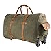 Kattee Rolling Duffle Bag with Wheels Canvas Travel Luggage Duffel Bag 50L (Army Green)