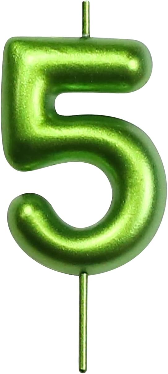 Candles & Holders - DERVENTA Birthday Candles Numbers Green 2.36 inch Party Cake Topper 1 Piece (Number 5 Green)