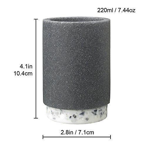 Allure Home Creations Marcello Stone 4-Piece Bathroom Accessory Set- 1 Lotion Pump, 1 Toothbrush Holder, 1 Soap Dish and 1Tumbler