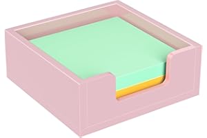 Rulyyo Acrylic Notepad Dispenser Organizer - 3 x 3 in Pink Sticky Note Holder W/O Pads Memo Holder for Dorm Room School Classroom Office Desk Organizer Aesthetic Supplies