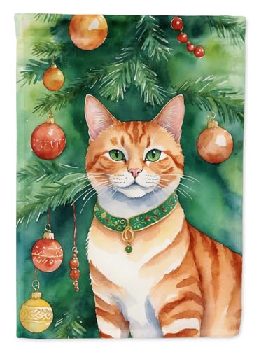 Caroline's Treasures Suphalak Cat By the Christmas Tree House Flag Large Porch…