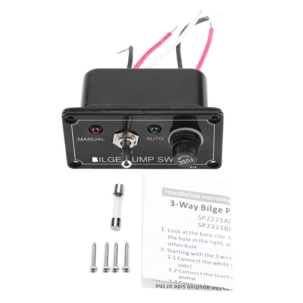 Marine Boat Bilge Alarm Pump Switch, 3 Way Bilge Pump switches, 12V DC LED Indicator Switch Panel Manual/Off/Auto for Boat Marine Alarm Panel