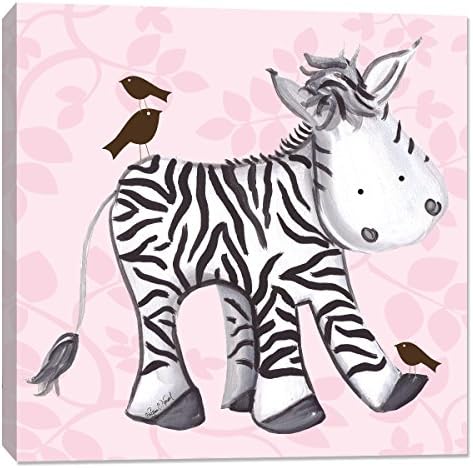 Doodlefish DBP614p-s Zelda Zebra Artwork, Pink Stretched Canvas
