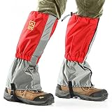 AOTU Outdoor Waterproof Windproof Gaiters Leg Protection Guard Skiing Hiking Climbing Moutaineering, Red