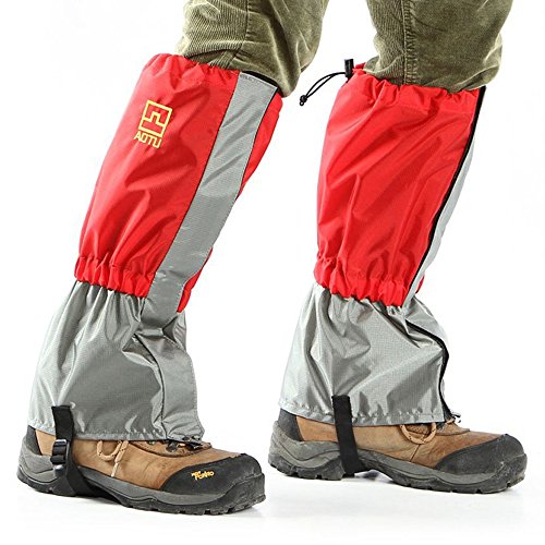 AOTU Outdoor Waterproof Windproof Gaiters Leg Protection Guard Skiing Hiking Climbing Moutaineering, Red