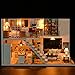 WYD DIY Loft Apartments Wooden Dollhouse Miniature Dolls House LED Lights Assembly Kit 3D Puzzle Crafts Toy Creative Children Birthday Gifts