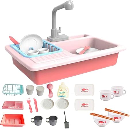 Amazon Moobom おままごと ごっこ遊び 食器洗い機 料理遊び 料理ままごと おもちゃ 保育所 児童館用品 知育玩具 ミニキッチン プレゼント 入園お祝い 23点 22点セット 調理器具 食器 おもちゃ