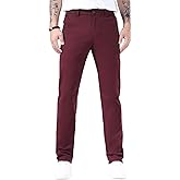 Plaid&Plain Men’s Slim Fit Khaki Pants Men’s Tapered Chino Pants