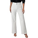 Sidefeel Women's Wide Leg Jeans High Waisted Tummy Control Stretchy Pockets Front Straight Leg Jeans