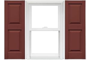 Mid America Raised Panel Vinyl Shutters (1 Pair) - 14.75 x 55 027 Burgundy Red