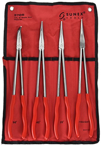 Sunex 3706 16-Inch Needle Nose Pliers Set, 4-Piece