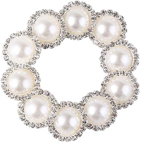 16mm Round Rhinestone Faux Pearl Glue on Flat Back for DIY Craft Jewelry Making, Clothes,Wedding Dress(10pcs,White)
