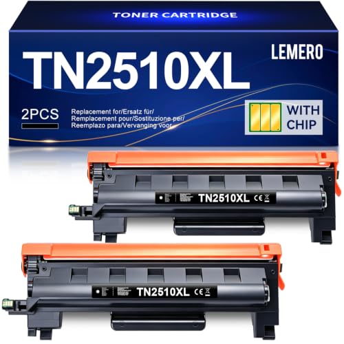 Lemero TN2510XL Toner Compatible for Brother MFC-L2827dw MFC-L2800dw MFC-L2827DW HL-L2400DW MFC-L2835DW HL-L2400DWE MFC-L2860DWE DCP-L2660DW HL-L2445DW FOR 25 10 toner toner (and 2 Black