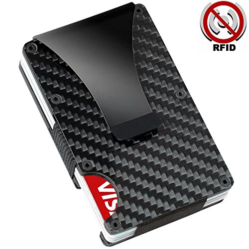 Minimalist carbon fiber slim rfid wallet-money clip car…