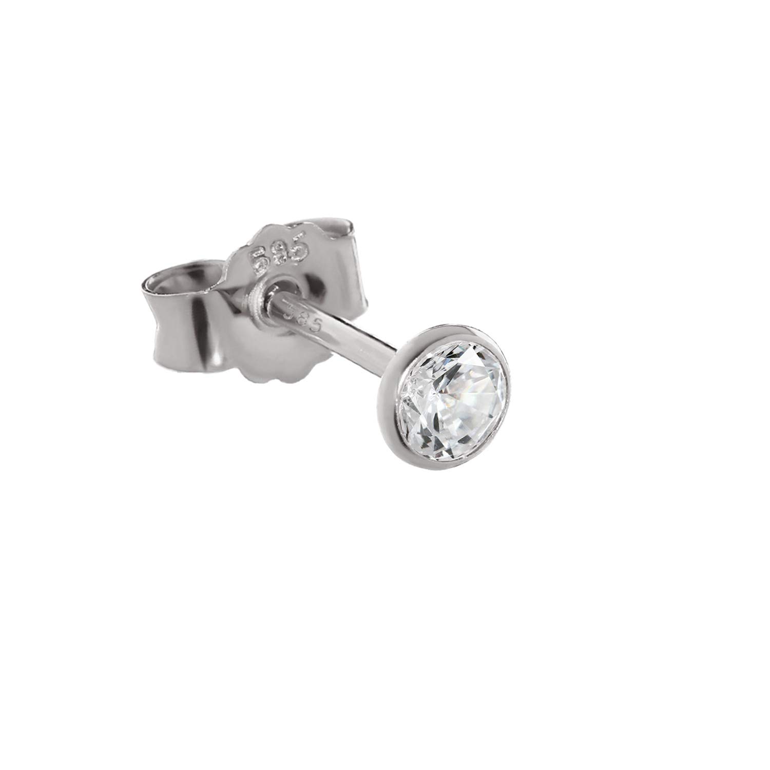 NKlaus SINGLE 3,5mm stud earrings white gold earring Zirkonai white 2073