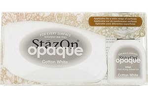 Tsukineko StazOn Opaque Un-Inked Pad and Inker, Cotton White, Pad and Inker