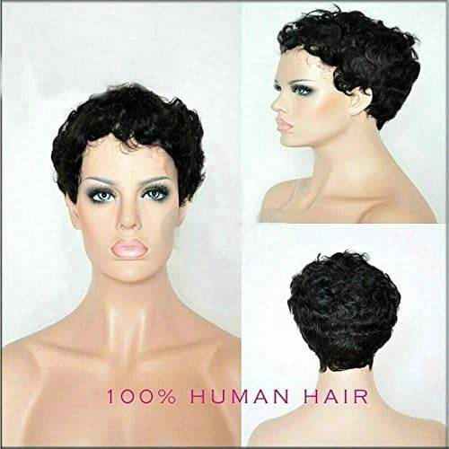 EHair H02 Afro Kinky Curly Wig 1B Black Human Hair Short Wig