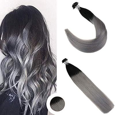 Ugeat U Tip Remy Human Hair 22 Inch Off Black Fading To Silver