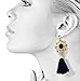 Gold Tassel Bohemian Vintage Dangle Drop Big Statement Earrings for Women, Black