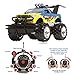 Remote Control Car for Boys and Girls, Rechargeable, Powerful Sound and Motion Sensor Steering Wheel Remote, Hobby Toy Race Car. RC monster truck, Electric Jeep for Kids and Adults, Best Gift. yellow
