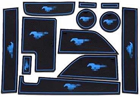 JDopption Blue Car Styling Rubber Gate Slot Pad Mat Cup Mat for Ford Mustang 2015 Up