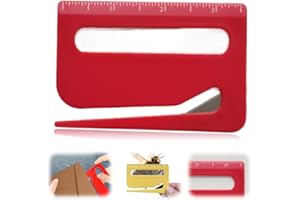 TOCHAIR Envelope Opener, 2025 Upgrade Letter Opener Envelope Slitter, Mail Opener Tool Package Opener Cutter, Wrapping Paper Cutter Tool with Pointed End & Magnifying Glass & Scale (Red, 3 pcs)
