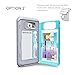 Galaxy S6 Case, TORU [S6 Wallet Case Teal] Protective Slim Fit Dual Layer Hidden Credit Card Holder ID Slot Card Case with Mirror for Samsung Galaxy S6 (2015) - Cyan