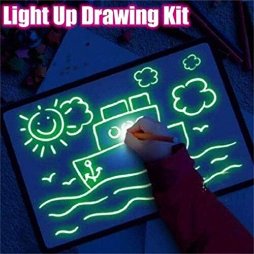 Farielyn-X Draw with Light-Fun Drawing Board Pad Tablet for Kids- Glow LED Child Sketchpad Funny Toys Doodstage Light Drawing Fun and Developing Toy Gift Luminous Drawing Board Set (L)
