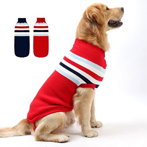GabeFish Fashion Small Medium Large Dog Striped Warm Knitted Sweater For Cold Weather Spring Winter Clothes Jumper Red 3X-Large