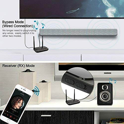 Bluetooth 5.0 Transmitter Receiver,3-in-1 Wireless Bluetooth Audio Adapter with NFC Function,aptX HD & aptX LL(Low Latency),262ft Extra Long Range,Double Pairing Simultaneously,for TV,PC,Car Music