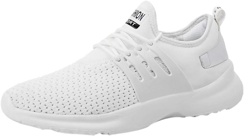 Hunzed Men【Breathable Mesh Shoes】 Men's Sneakers Ultra Lightweight Athletic Running Walking Gym Shoes White