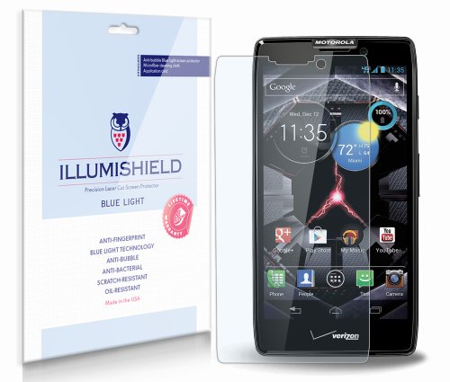 Motorola Droid RAZR MAXX Screen Protector [2-Pack], iLLumiShield - (HD) Blue Light UV Filter / Premium Clear Film / Anti-Fingerprint / Anti-Bubble Shield