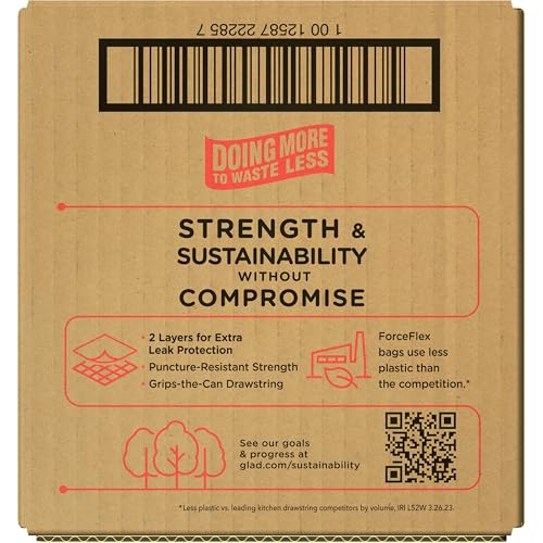 GLAD FORCEFLEX TALL KITCHEN DRAWSTRING TRASH BAGS, 13 GAL, FRESH CLEAN, 110 CT, PACK MAY VARY