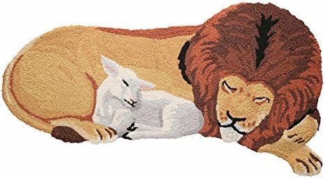 Peace On Earth Lion and Lamb Hooked Accent Rug