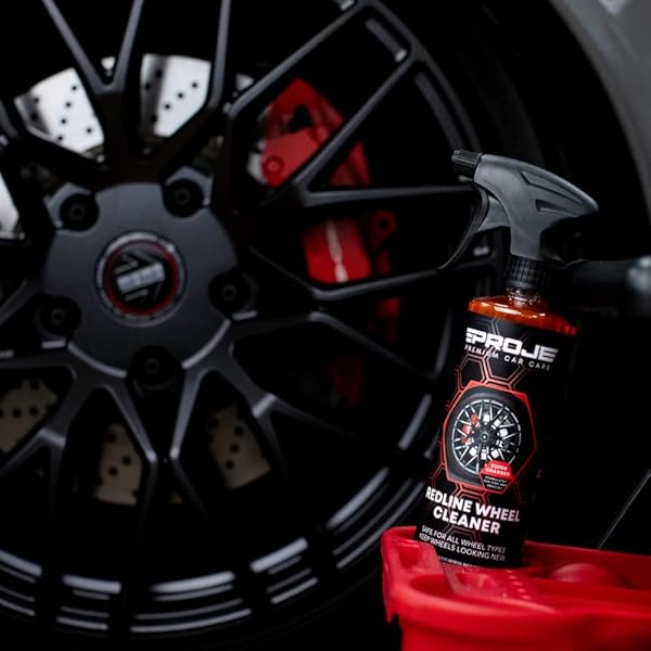PROJE’ REDLINE WHEEL CLEANER – ALL IN ONE WHEEL & TIRE CLEANER – TOUGH ON BRAKE DUST & DIRT – REMOVES BROWNING – NON ACIDIC SAFE ON ALL RIM TYPES – 16 FL OZ